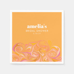 Serviette En Papier Nom personnalisé de douche de mariée en marbre jau