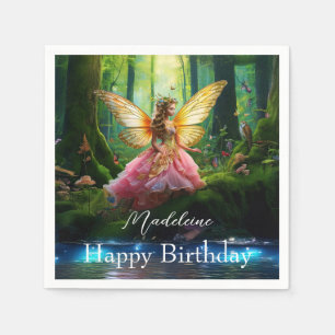 Serviette En Papier Nom personnalisé Fairy Woodland Forest Joyeux anni