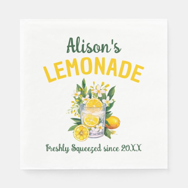 Serviette En Papier Nom personnalisé Lemonade Stand Summer Anniversair (Devant)