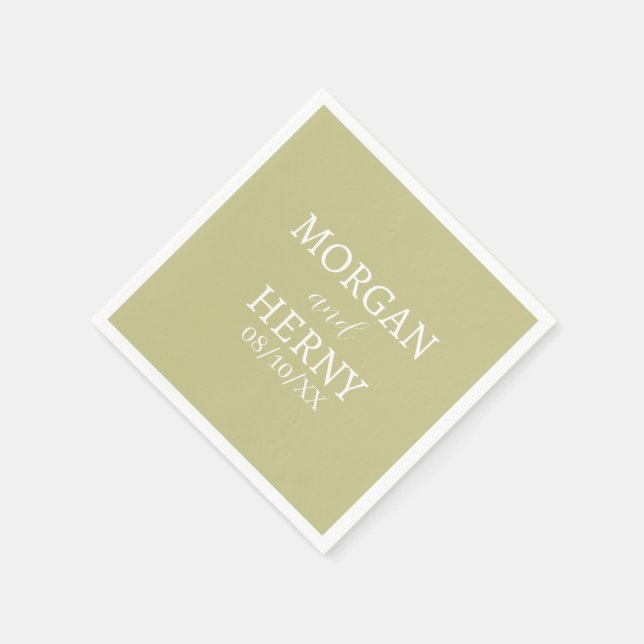 SERVIETTE EN PAPIER NOM PERSONNALISÉ MARIAGE MODERNE STYLÉ (Coin)