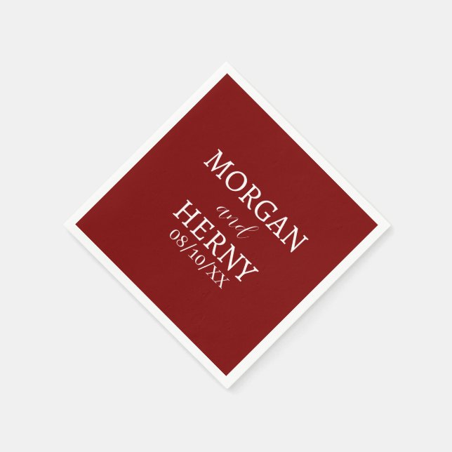 SERVIETTE EN PAPIER NOM PERSONNALISÉ MARIAGE MODERNE STYLÉ (Coin)
