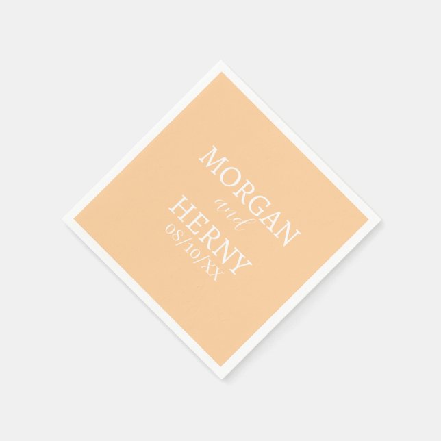 SERVIETTE EN PAPIER NOM PERSONNALISÉ MARIAGE MODERNE STYLÉ (Coin)