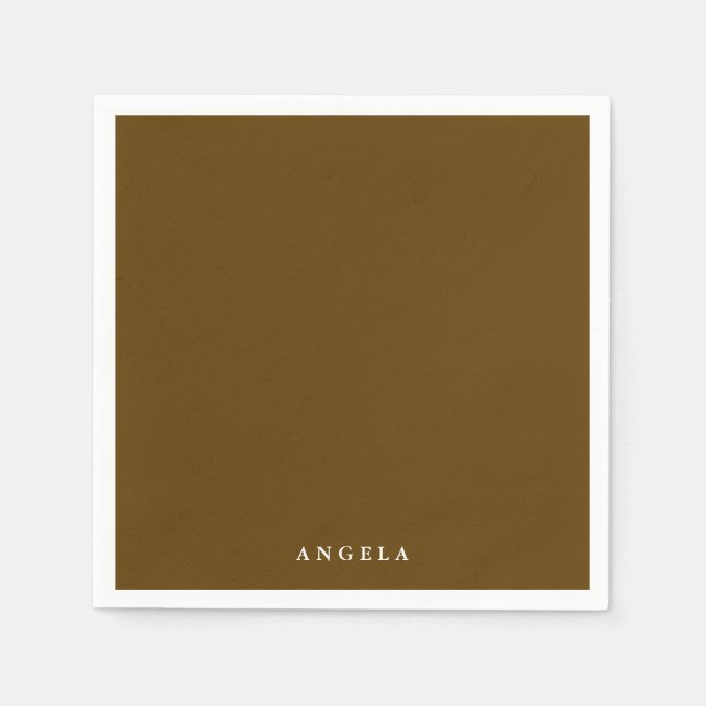 Serviette En Papier Nom personnalisé marron (Devant)