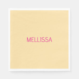 Serviette En Papier Nom personnalisé minimaliste crème