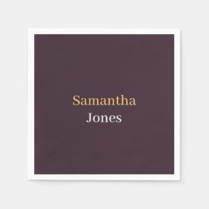 Serviette En Papier Nom personnalisé minimaliste moderne bordeaux