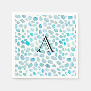 Serviette En Papier Nom personnalisé Monogramme Verre de mer