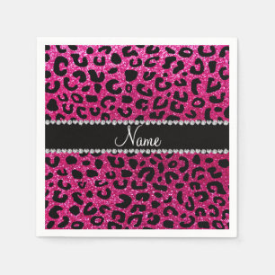 Serviette En Papier Nom personnalisé neon rose parties scintillant ros
