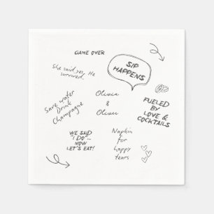 Serviette En Papier Nom personnalisé, note d'amour drôle écriture manu