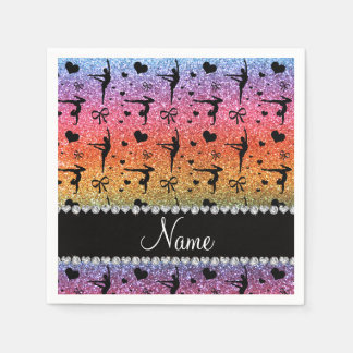 Serviette En Papier Nom personnalisé parties scintillant arc-en-ciel g