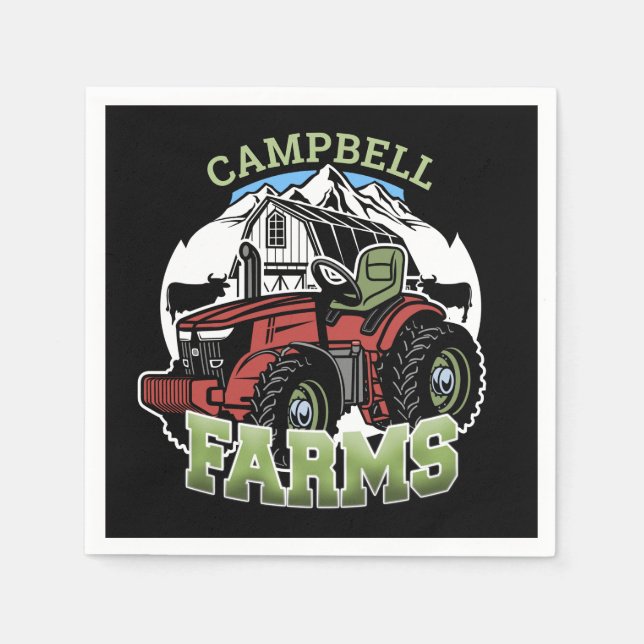 Serviette En Papier Nom personnalisé Pays Fermes Grange Tracteur Fermi (Devant)
