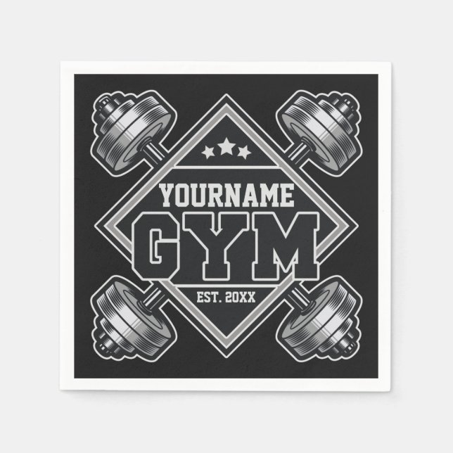 Serviette En Papier Nom personnalisé Poids Accueil Crossfit Gym (Devant)