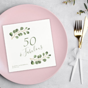 Serviette En Papier nom personnalisé pour 50e anniversaire élégant 