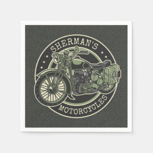 Serviette En Papier NOM personnalisé Retro Military Motorcycle Biker