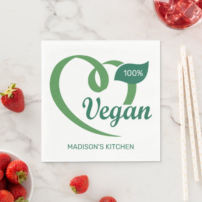 Serviette En Papier Nom personnalisé Vegan (En situation)