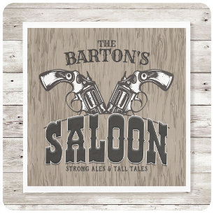 Serviette En Papier NOM PERSONNALISÉ Wild West Gun Revolver Saloon