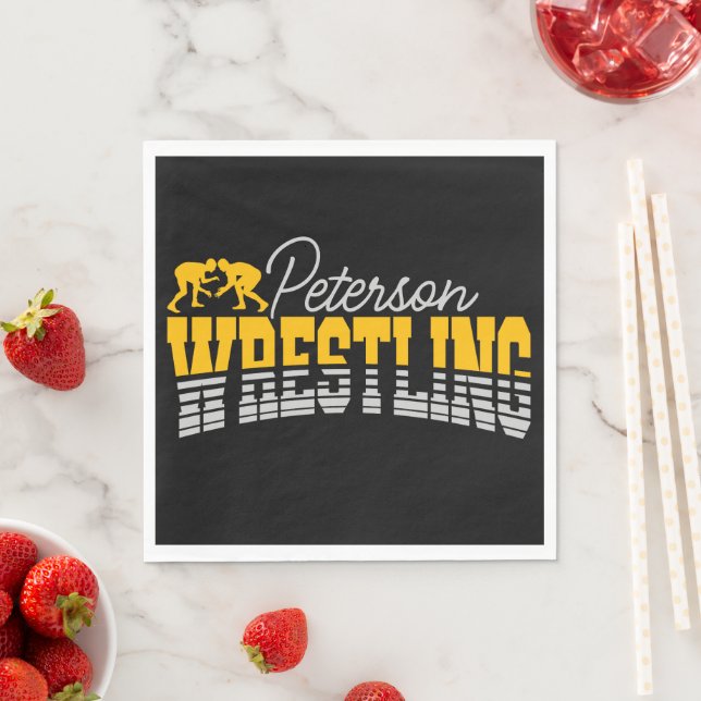 Serviette En Papier NOM personnalisé Wrestling School Team Wrestler (En situation)
