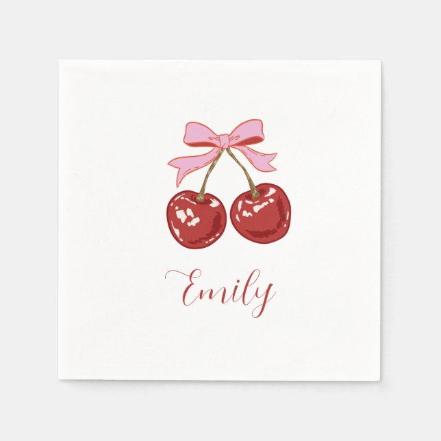 Serviette En Papier Nom rose rouge personnalisé (Devant)