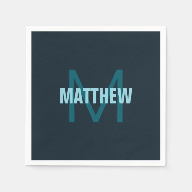 Serviette En Papier Nom simple en gras personnalisable en monogramme (Devant)