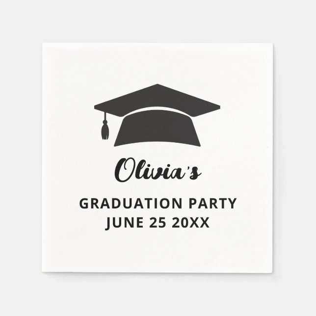 Serviette En Papier Nom simple Grad Casquette Grad Graduation Party (Devant)