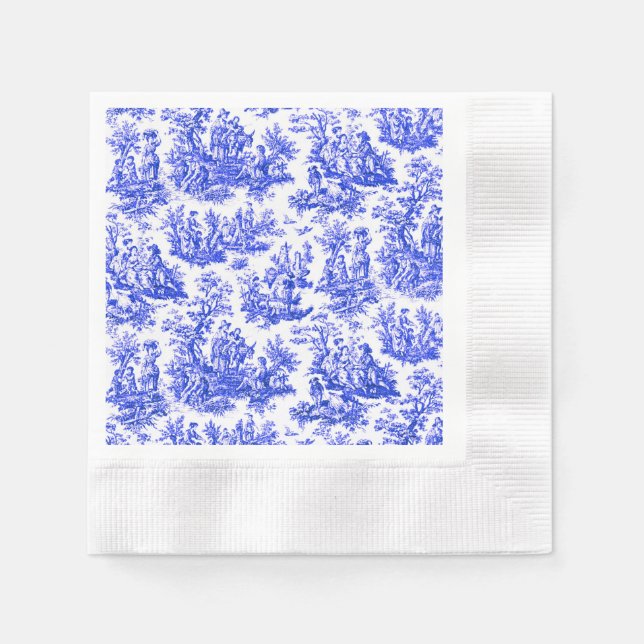 Serviette En Papier NOMADESAUSTRALIENS bleu toile de Jouy (Devant)