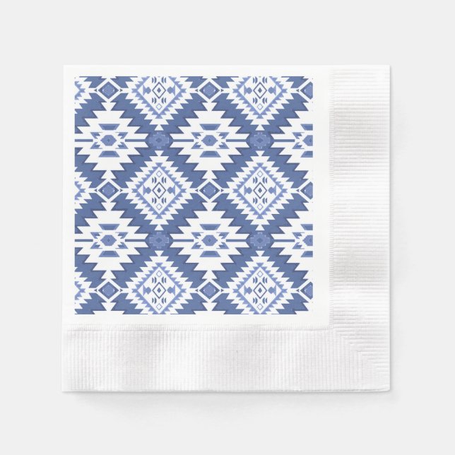 Serviette En Papier NOMADESAUSTRALIENS Design aztèque bleu (Devant)