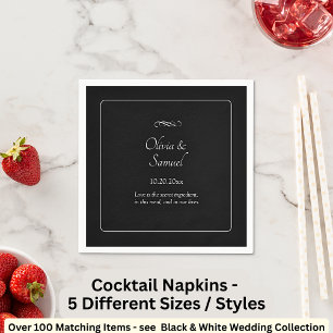 Serviette En Papier Noms Date Message Noir Blanc Infini Cocktail