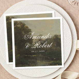 Serviette En Papier Noms de calligraphie romantique Art fin de mariage