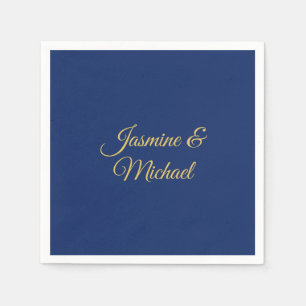 Serviette En Papier Noms de couple de calligraphie chic adorables bleu