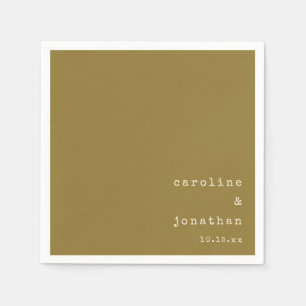 Serviette En Papier Noms de mariage Ochre Machine à écrire Moderne Per