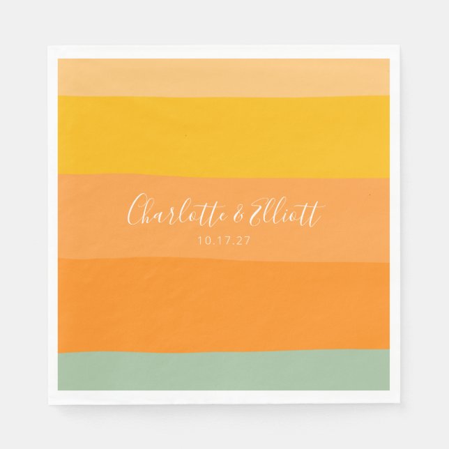 Serviette En Papier Noms de mariage personnalisés Earthy Pastel Été ve (Devant)