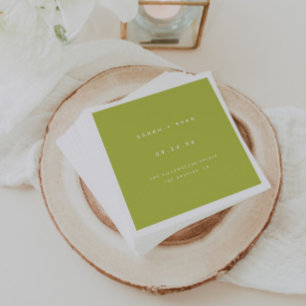 Serviette En Papier Noms de mariage personnalisés vert citron moderne