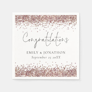 Serviette En Papier Noms de Parties scintillant rose Gold Félicitation