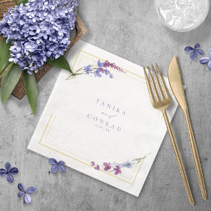 Serviette En Papier Noms de peinture aquarelle de mariage de fleurs sa