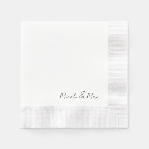 Serviette En Papier Noms de script blanc simple codés