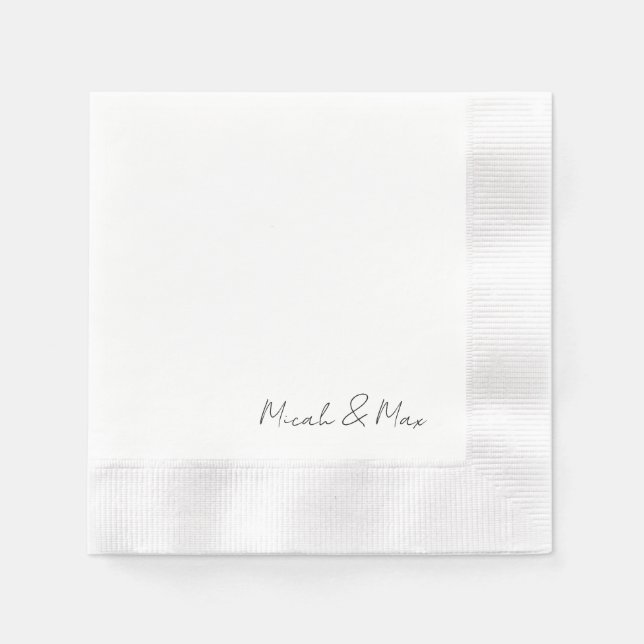 Serviette En Papier Noms de script blanc simple codés (Devant)