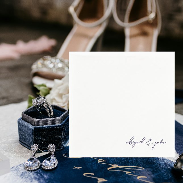 Serviette En Papier Noms de script de marine moderne simple Mariage Na (Créateur téléchargé)