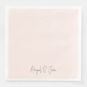 Serviette En Papier Noms de script en or personnalisés Mariage rose po