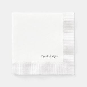 Serviette En Papier Noms De Script Moderne Simple Blanc Codés