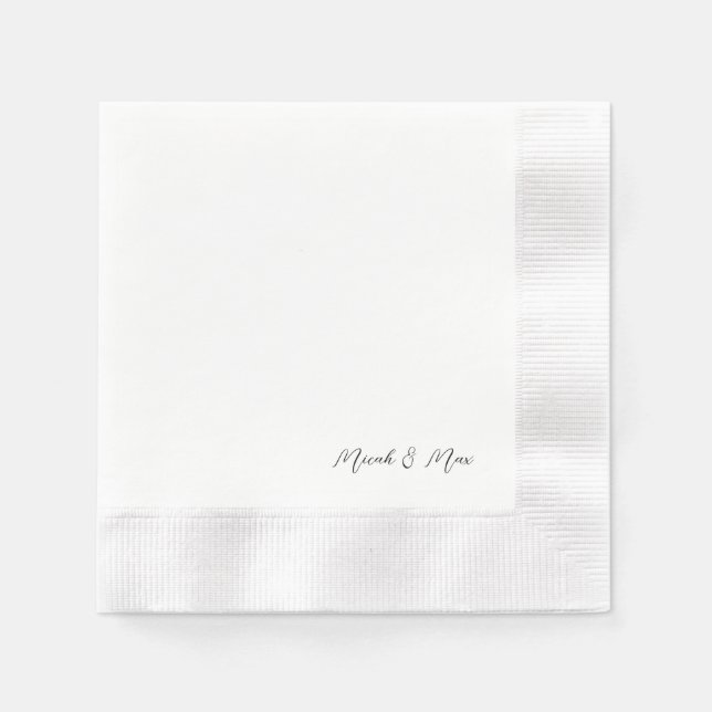 Serviette En Papier Noms De Script Moderne Simple Blanc Codés (Devant)