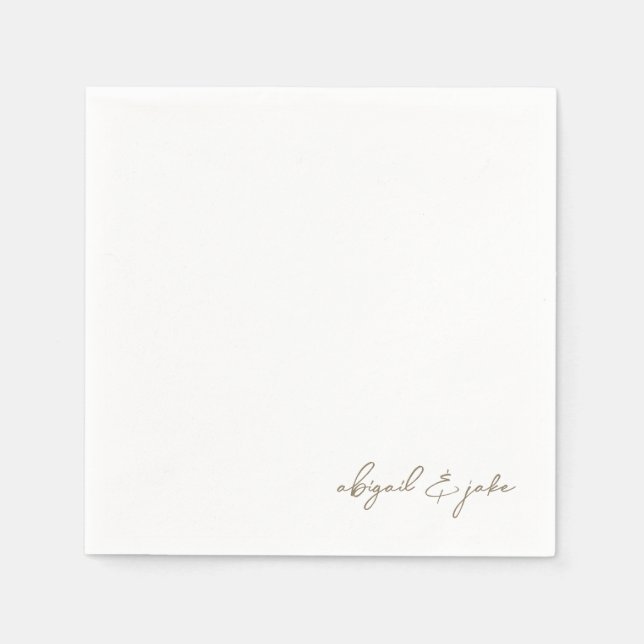 Serviette En Papier Noms de script or moderne simple Mariage Napkins (Devant)
