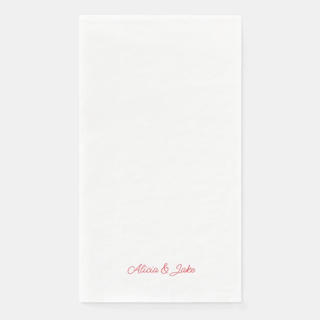 Serviette En Papier Noms de script rouge Mariage personnalisé (Devant)
