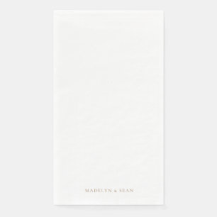 Serviette En Papier Noms d'or Mariage blanc simple et élégant