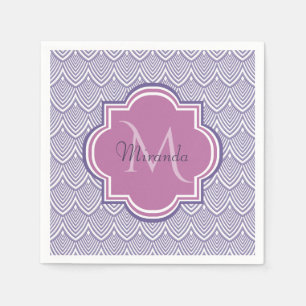 Serviette En Papier Noms en monogramme orchidée à coques en arc violet