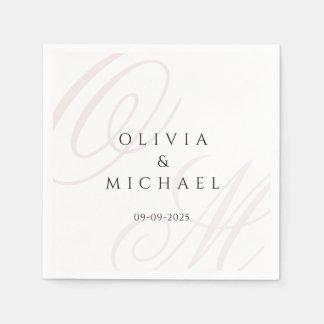 Serviette En Papier Noms et date personnalisés Mariages intemporels