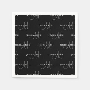 Serviette En Papier Noms et monogrammes de couples élégants