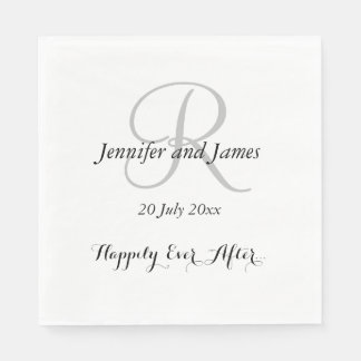 Serviette En Papier Noms initiaux Silver | Papier mariage