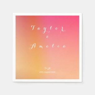 Serviette En Papier Noms Mariage de dégradé minimal monogramme