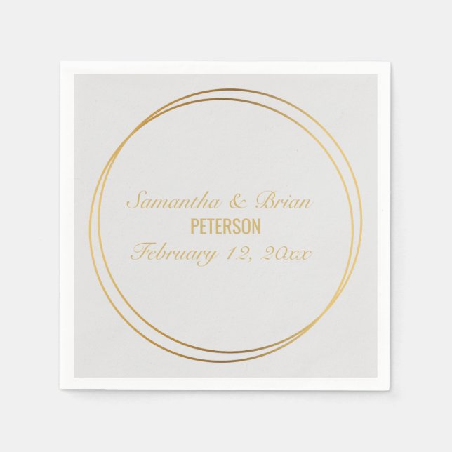 Serviette En Papier Noms mariages avec effet or (Devant)
