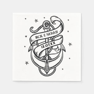 Serviette En Papier Noms Mariages de serviettes Ancre tatouage traditi