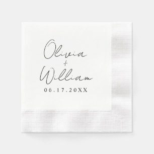 Serviette En Papier Noms minimalistes des mariées de script